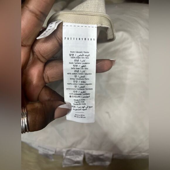 Pottery Barn Reilley Embroidered red throw Pillow w/ feather insert. - Picture 9 of 9